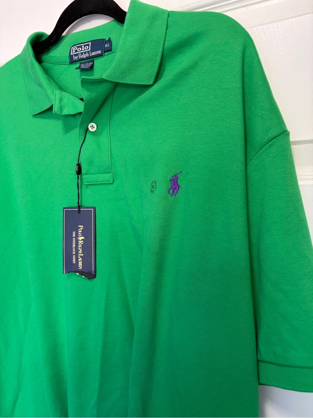 Ralph Lauren Men’s Bright Green Polo with Purple Logo NWT XL - Picture 6 of 14